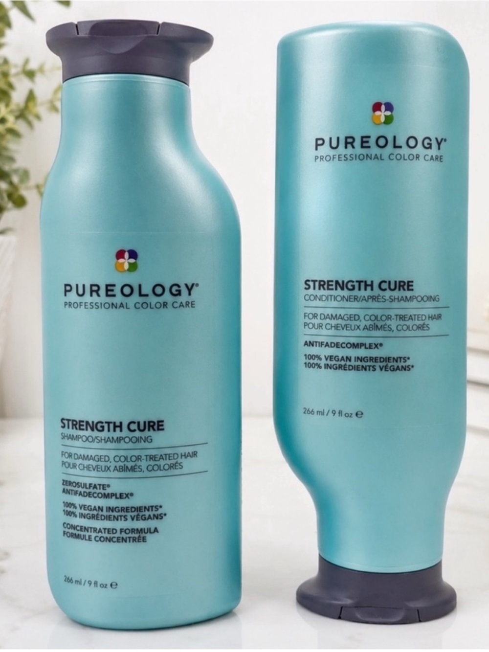 NEW! Pureology Strength Cure Shampoo & Conditioner Bundle Damaged Hair Repair